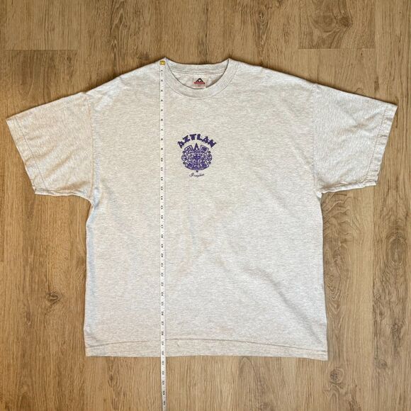 Vintage Aztlán La Raza Los Angeles Graphic T-Shirt Gray 2XL Aztec Calendar - Picture 5 of 5